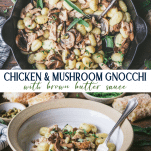 Long collage image of chicken gnocchi recipe