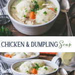 Long collage image of Chicken and Dumpling Soup