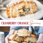 Long collage image of Cranberry Orange Scones