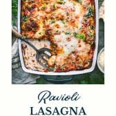 Ravioli lasagna with text title at bottom.