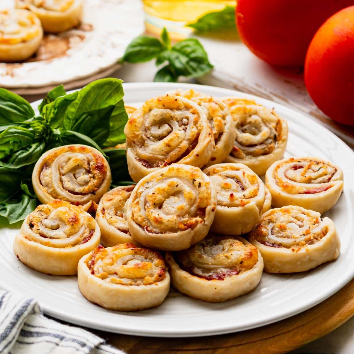 Square side shot of the best easy Italian appetizers on a platter.