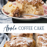 Long collage image of apple coffee cake