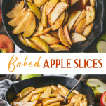 Long collage image of baked apple slices