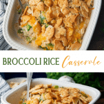 Long collage image of Broccoli Rice Casserole