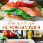 Long collage image of Salmon Sandwich recipe