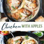 Long collage image of Skillet Chicken with Apples