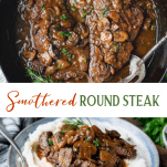 Long collage image of Smothered Round Steak