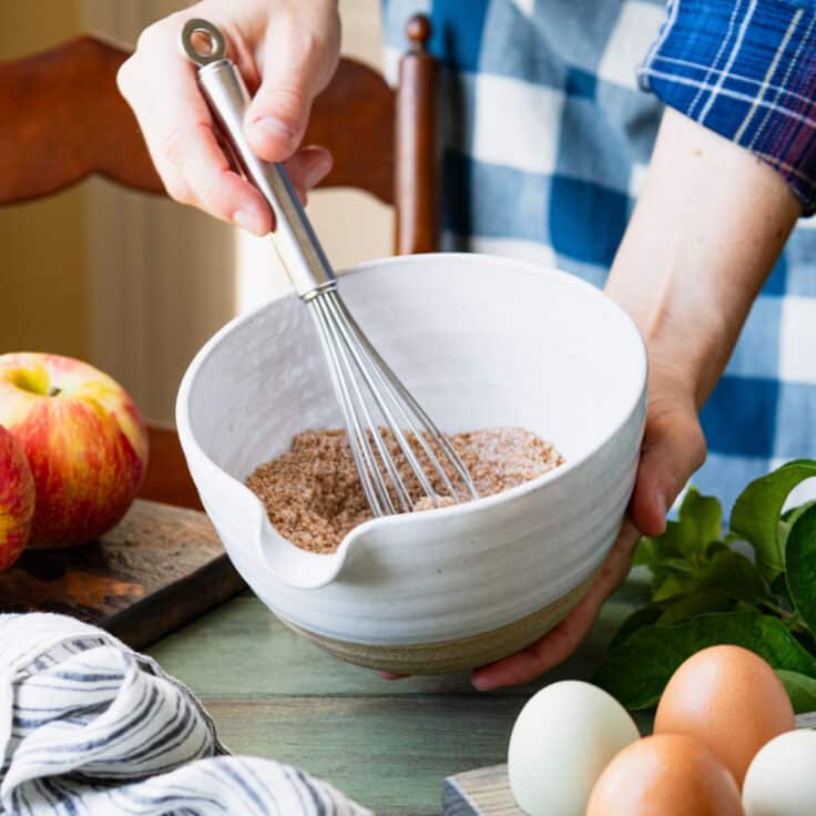 Stirring together the cinnamon sugar topping.