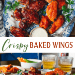 Long collage image of Crispy Baked Chicken Wings