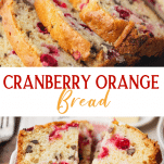 Long collage image of Cranberry Bread recipe