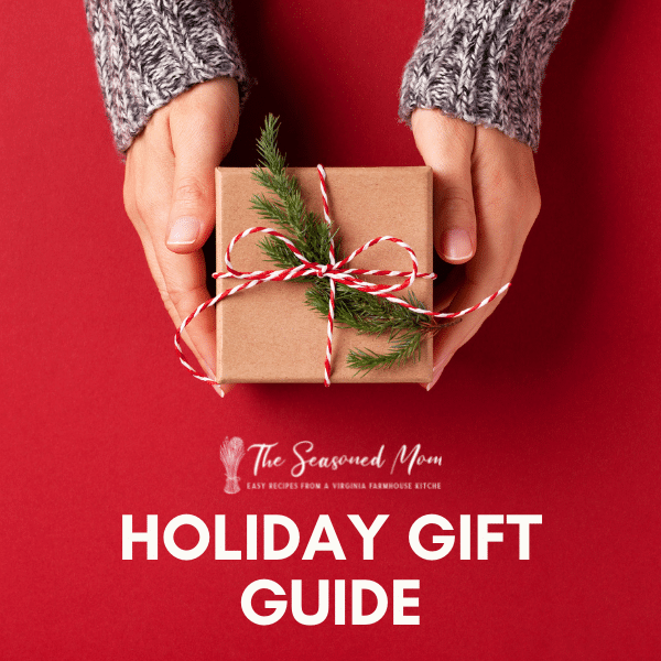 Holiday gift guide with text title overlay
