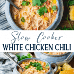 Long collage image of slow cooker white chicken chili