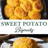 Long collage image of sweet potato biscuits.