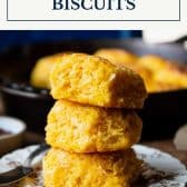 Sweet potato biscuits with text title box at top.