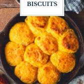 Sweet potato biscuits with text title overlay.