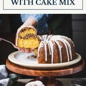 Easy cinnamon coffee cake with cake mix and text title box at top.
