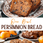 Long collage image of persimmon bread