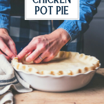 Crimping a pie crust with text title overlay