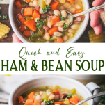 Long collage image of ham and bean soup.