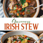 Long collage image of Irish stew