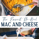 Long collage image of no boil easy mac and cheese