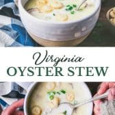 Long collage image of Virginia oyster stew.
