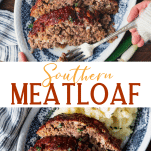 Long collage image of Southern meatloaf recipe