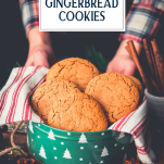 Cookie tin full of williamsburg ginger cakes with text title overlay