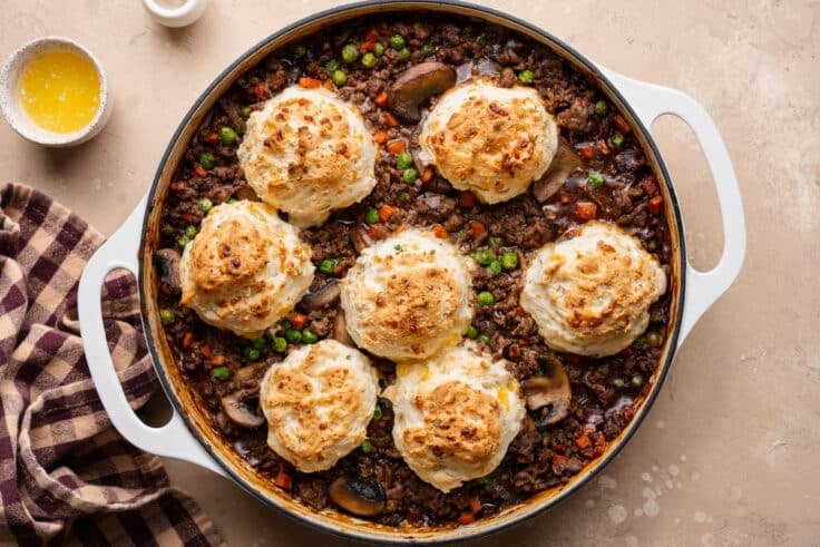 Baked ground beef pot pie.