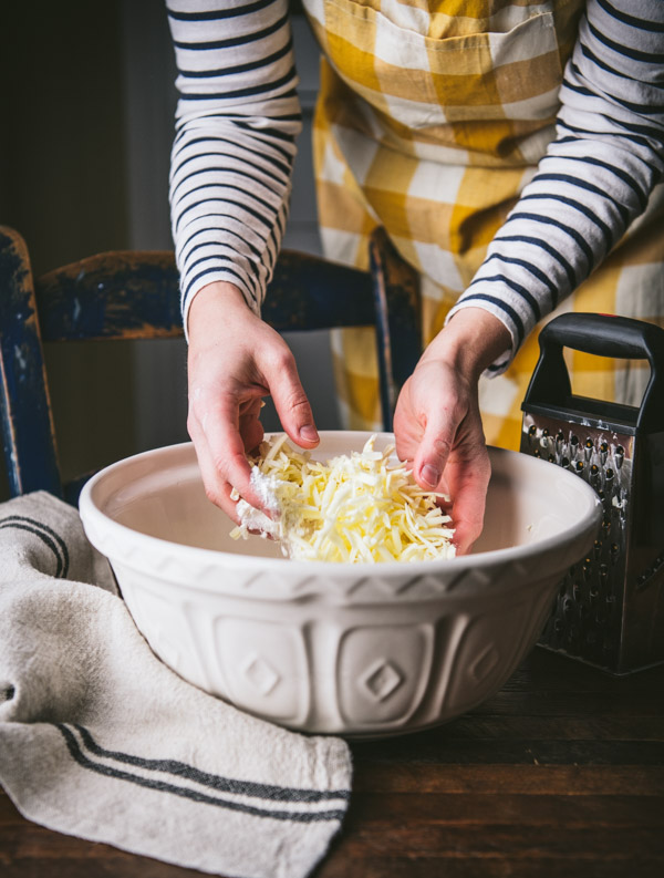 Tossing grated butter with self rising flour