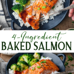 Long collage image of 4 ingredient baked salmon