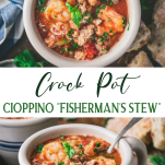 Long collage image of cioppino recipe
