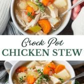 Long collage image of Crock Pot chicken stew.