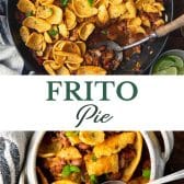 Long collage image of frito pie