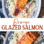 Larga imagen de collage de salmón anaranjado