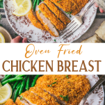 Long collage image of oven fried chicken breast