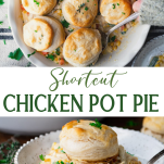 Long collage image of Chicken Pot Pie with Biscuits