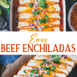 Long collage image of beef enchiladas