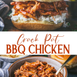 Long collage image of crockpot bbq chicken