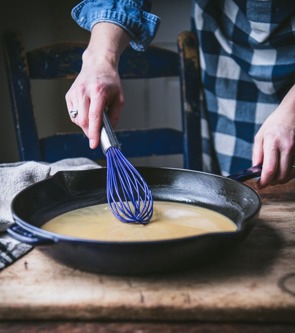 Making a roux in a cast iron skillet