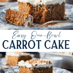 Long collage image of easy carrot cake recipe