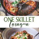 Long collage image of easy Skillet Lasagna Recipe