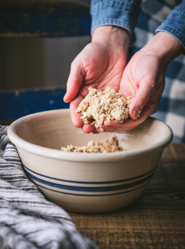 Oat streusel in a large bowl