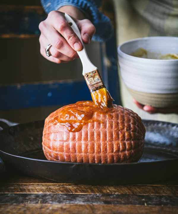 Basting ham with glaze
