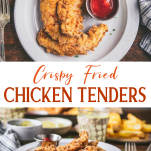 Long collage image of fried chicken tenders