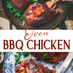 Long collage image of oven bbq chicken