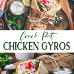 Long collage image of crock pot chicken gyros