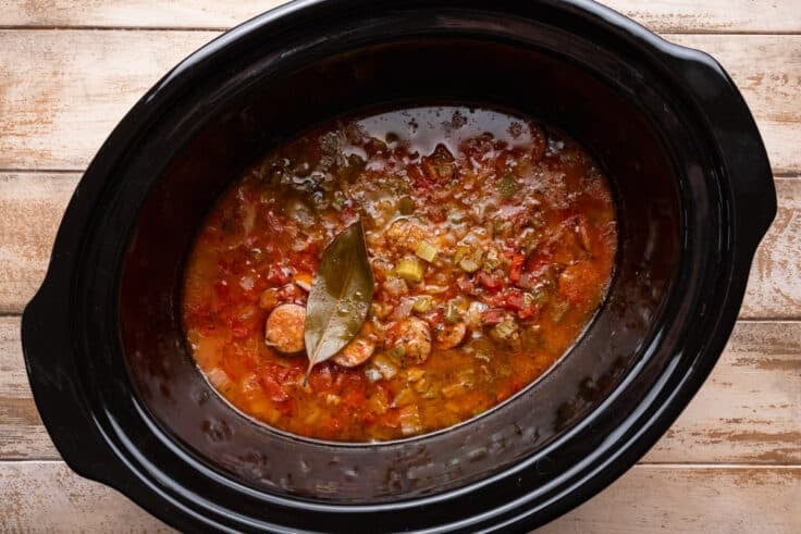 The gumbo after slow cooking.