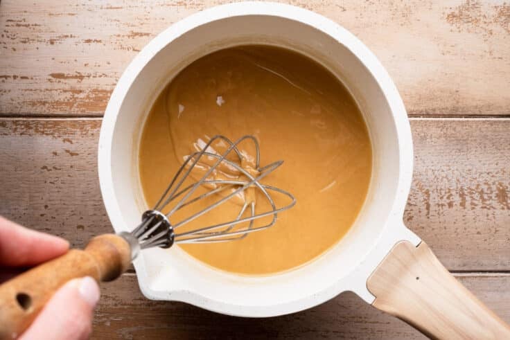 Making a roux in a skillet.