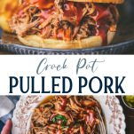 Long collage image of crock pot pulled pork